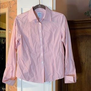 Brooks Brothers Dress Shirt White Red Stripes 6P